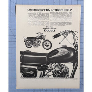 1965 Ducati 160 250 Monza Motorcycle Print Ad "Looking for Trophies?"